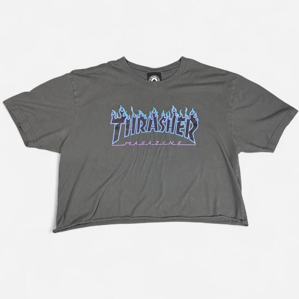 Thrasher Women's Grey and Black T-shirt